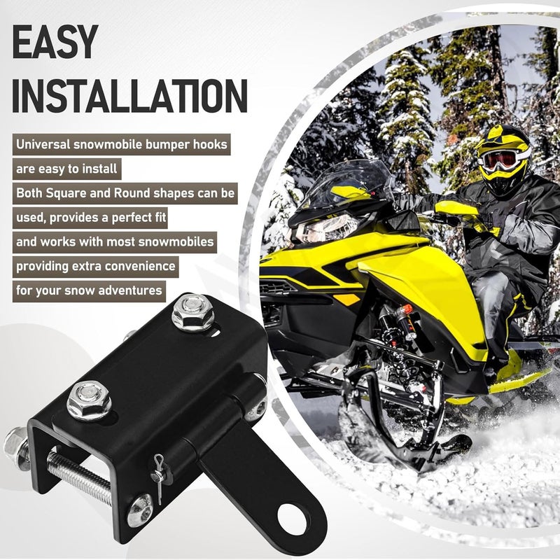 MWEDP Universal Snowmobile Bumper Hitch - Adjustable Heavy-Duty Steel Sled Trailer Towing Hook Kit for Ski Doo/Polaris/REV/Arctic Cat/Yamaha, Tongue Type Snowmobile Accessories - Image 5